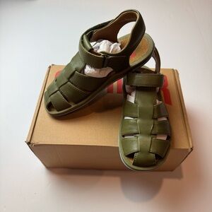 Camper ‘Bicho’ Green Leather Velcro Sandal